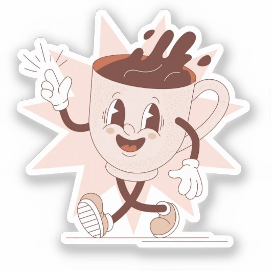 Schattigee Funny Coffee Cartoon Sticker (Voorkant)