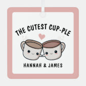 Schattigee Funny Coffee Cup Echtgenoot Paar Kerst Metalen Ornament (Voorkant)