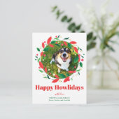 Schattigee Funny Dog Foto Happy Howholidays Kerstm Briefkaart (Staand voorkant)