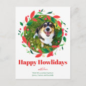 Schattigee Funny Dog Foto Happy Howholidays Kerstm Briefkaart (Voorkant)