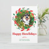 Schattigee Funny Dog Foto Happy Howholidays Kerstm Feestdagenkaart (Staand voorkant)