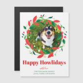 Schattigee Funny Dog Foto Happy Howholidays Magnee (Voorkant / Achterkant)