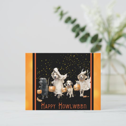 Schattigee Funny Dog Happy Halloween Howlween Briefkaart (Staand voorkant)
