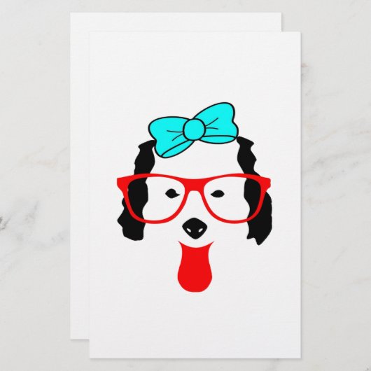 Schattigee Funny Dog Head Drawing Briefpapier (Voorkant / Achterkant)