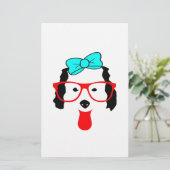 Schattigee Funny Dog Head Drawing Briefpapier (Staand voorkant)