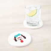 Schattigee Funny Dog Head Drawing Zandsteen Onderzetter (Zijkant)