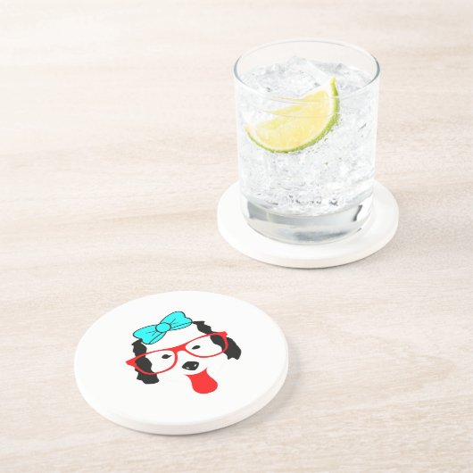 Schattigee Funny Dog Head Drawing Zandsteen Onderzetter (Zijkant)