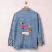 Schattigee Funny Dog Teckel Liefhebbers Roze & Wit Denim Jacket (Hangar)