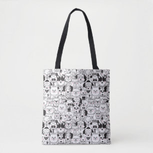 Schattigee Funny Dogs Zwart-wit dierenpatroon Tote Bag