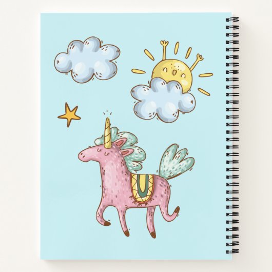 Schattigee Funny Eenhoorn at mijn huiswerk Cartoon Notitieboek (Achterkant)