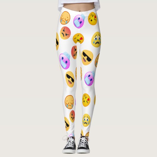 "Schattigee Funny Emoji Pattern Facetious-look" Leggings (Voorkant)