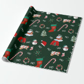 Schattigee Funny Festive Christmas tree sneeuwman  Cadeaupapier (Uitgerold)