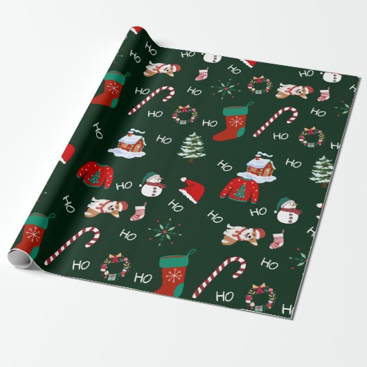 Schattigee Funny Festive Christmas tree sneeuwman  Cadeaupapier (Uitgerold)