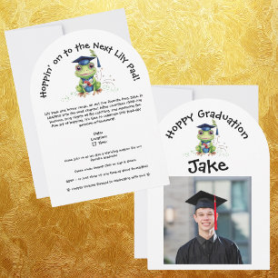Schattigee Funny Frog Photo Graduation Party Kaart