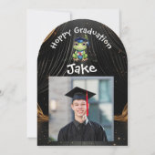 Schattigee Funny Frog Photo Graduation Party Kaart (Achterkant)
