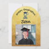 Schattigee Funny Frog Photo Graduation Party Kaart (Achterkant)