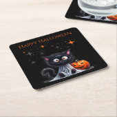Schattigee Funny Ghost Kitten Halloween Trick or t Kartonnen Onderzetters (Schuin)