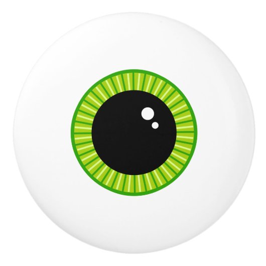 Schattigee Funny Green Eyeball Keramische Knop (Voorkant)