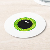 Schattigee Funny Green Eyeball Ronde Kartonnen Onderzetter (Gebogen)