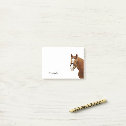 Schattigee Funny Horse Gepersonaliseerde Naam Post-it® Notes (Op bureau)