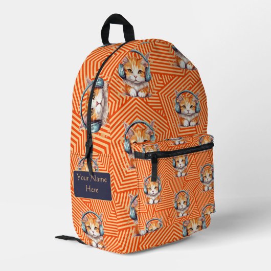 Schattigee Funny Kitten Custom Bedrukte Rugzak (Achterkant Hoek Links)