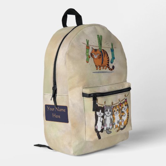 Schattigee Funny Kitten Custom Bedrukte Rugzak (Achterkant Hoek Links)