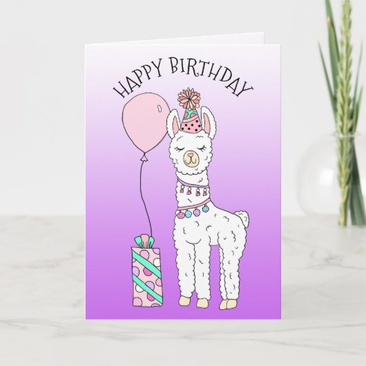 Schattigee Funny Lama Humor Happy Birthday Kaart (Voorkant)