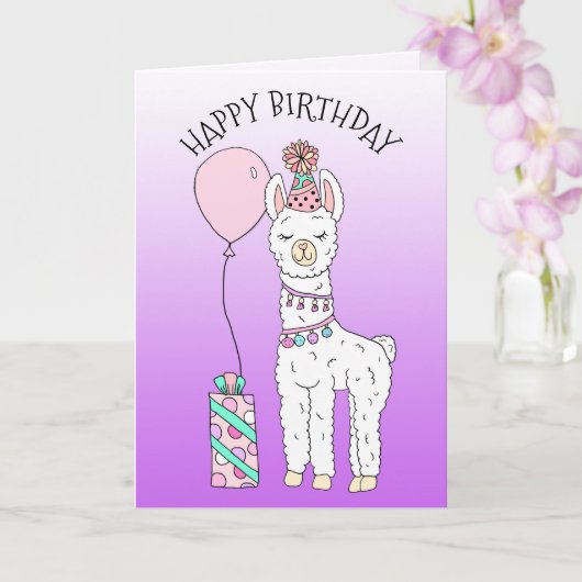 Schattigee Funny Lama Humor Happy Birthday Kaart (Orchidee)