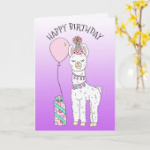 Schattigee Funny Lama Humor Happy Birthday Kaart (Gele Bloem)