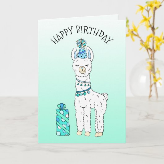 Schattigee Funny Lama Humor Happy Birthday Kaart (Gele Bloem)