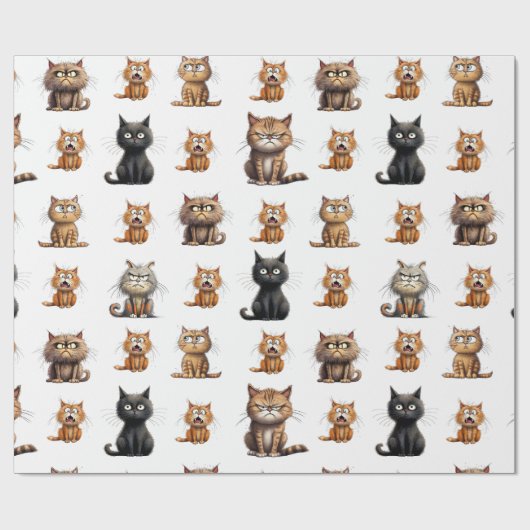 Schattigee Funny Mad Black, Sinaasappel en Grijze Cadeaupapier (Vlak)