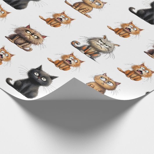 Schattigee Funny Mad Black, Sinaasappel en Grijze  Cadeaupapier (Hoek)