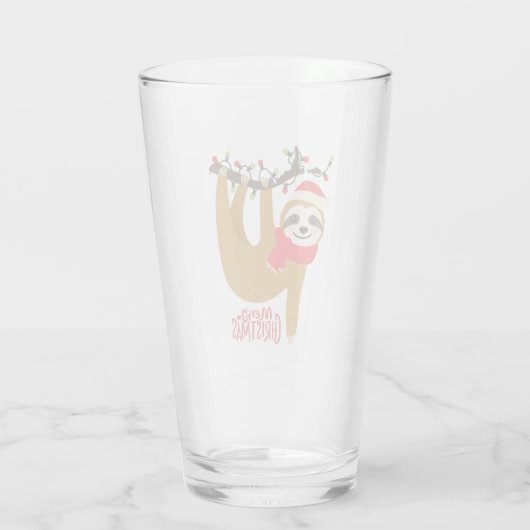 Schattigee Funny Modern Merry Christmas Sloth | FE Glas (Achterkant)