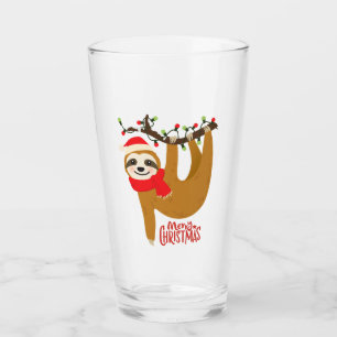 Schattigee Funny Modern Merry Christmas Sloth   FE Glas