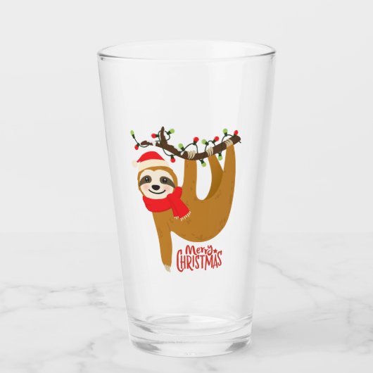 Schattigee Funny Modern Merry Christmas Sloth | FE Glas (Voorkant)