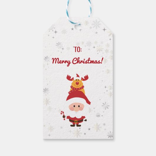 Schattigee Funny Modern Rudolph Santa naar van leg Cadeaulabel (Achterkant)
