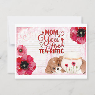 Schattigee Funny Moederdag Tea Lover Dog Floral Briefkaart