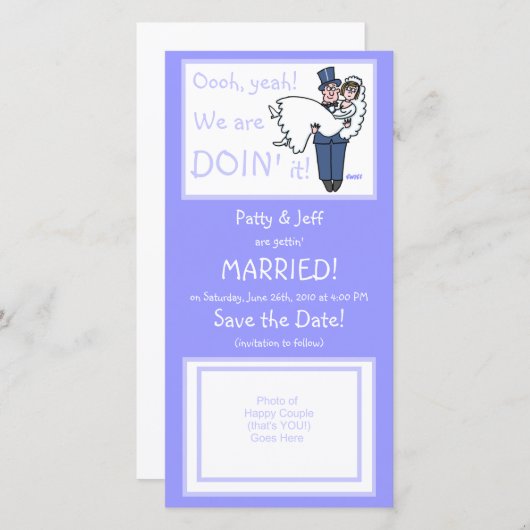 Schattigee Funny Offbeat Save-the-Date Fotokaart Save The Date (Voorkant / Achterkant)