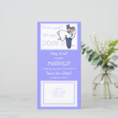 Schattigee Funny Offbeat Save-the-Date Fotokaart Save The Date (Staand voorkant)
