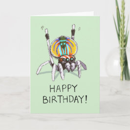 Schattigee Funny Peacock Spider Happy Birthday Kaa Kaart