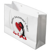 Schattigee Funny Penguin Heart Valentijnsdag Groot Cadeauzakje (Voorkant Gekanteld)
