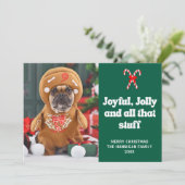 Schattigee Funny Pet Dog Foto Kerst Feestdagenkaart (Staand voorkant)