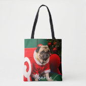 Schattigee Funny Pet Dog Puppy Fotonaam Kerst Tote Bag (Voorkant)