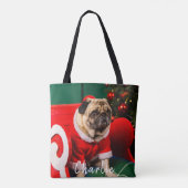 Schattigee Funny Pet Dog Puppy Fotonaam Kerst Tote Bag (Achterkant)
