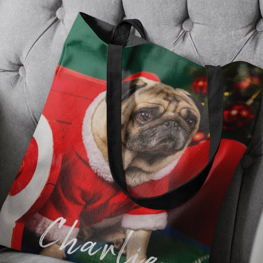 Schattigee Funny Pet Dog Puppy Fotonaam Kerst Tote Bag