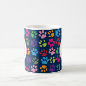 Schattigee Funny Pet Paw Print op Navy Monogrammed Koffiemok (Center)