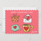 Schattigee Funny Pink en Red Heart Valentijnsdag K Feestdagenkaart (Voorkant)