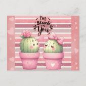 Schattigee Funny Pink Valentijnsdag Cactus Briefkaart (Voorkant)