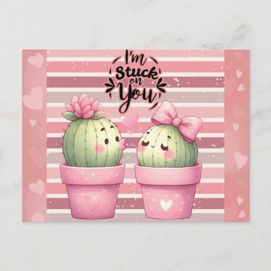 Schattigee Funny Pink Valentijnsdag Cactus Briefkaart (Voorkant)