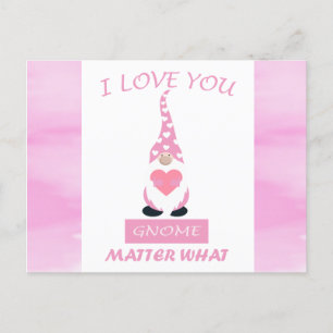 Schattigee Funny Pink Valentijnsdag Gnome Hart Briefkaart